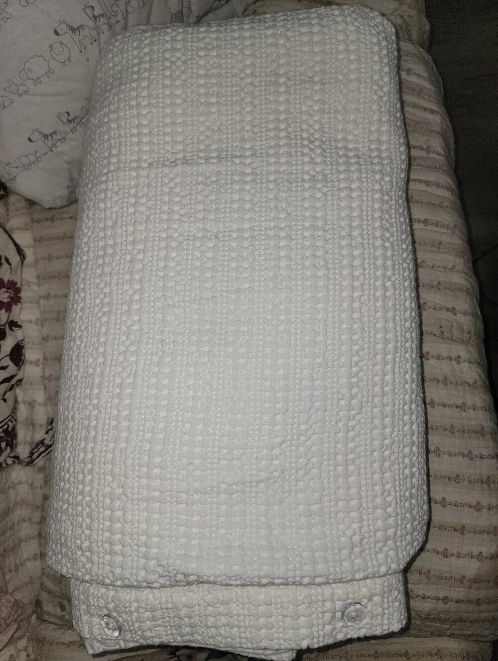 Pottery Barn King Sz White Textured Waffle Knit Duvet Cover